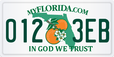 FL license plate 0123EB