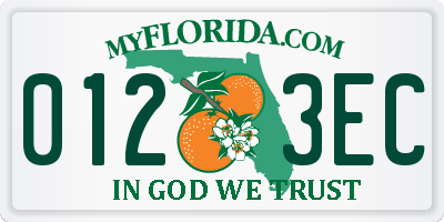FL license plate 0123EC
