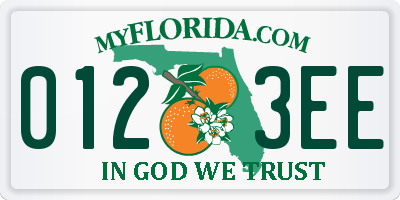 FL license plate 0123EE