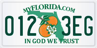 FL license plate 0123EG
