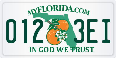FL license plate 0123EI