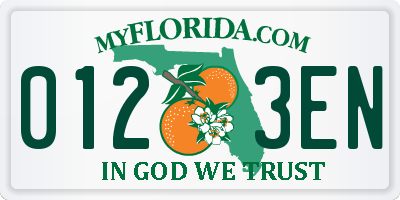 FL license plate 0123EN
