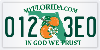 FL license plate 0123EO