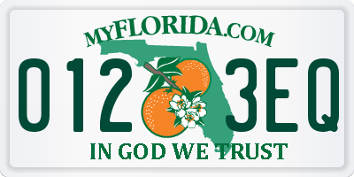 FL license plate 0123EQ