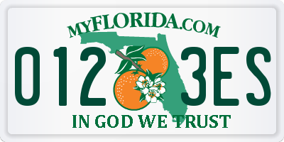 FL license plate 0123ES