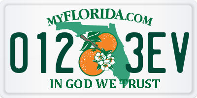 FL license plate 0123EV