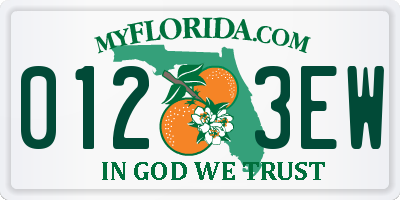 FL license plate 0123EW