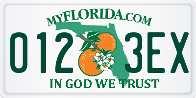 FL license plate 0123EX