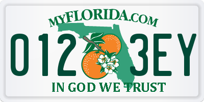 FL license plate 0123EY