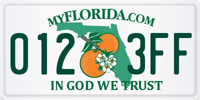 FL license plate 0123FF