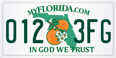 FL license plate 0123FG