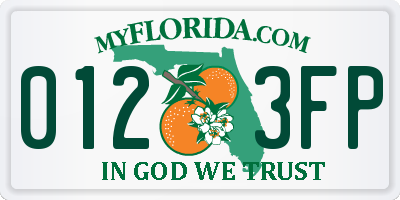 FL license plate 0123FP