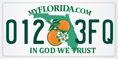 FL license plate 0123FQ