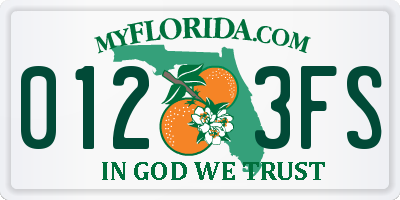 FL license plate 0123FS