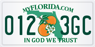FL license plate 0123GC