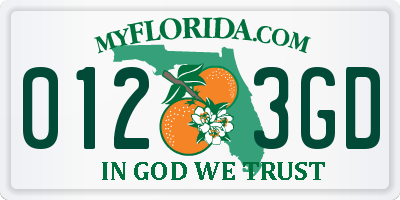 FL license plate 0123GD