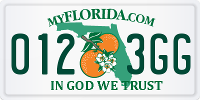 FL license plate 0123GG