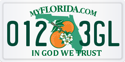 FL license plate 0123GL