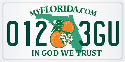 FL license plate 0123GU