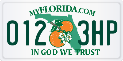 FL license plate 0123HP