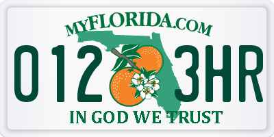 FL license plate 0123HR