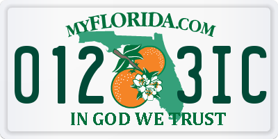 FL license plate 0123IC