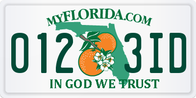 FL license plate 0123ID