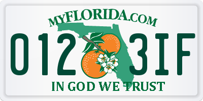 FL license plate 0123IF