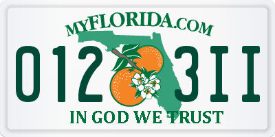 FL license plate 0123II