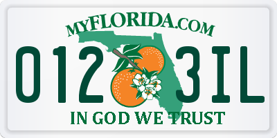 FL license plate 0123IL