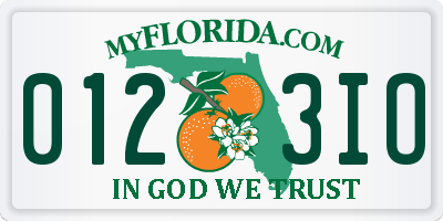 FL license plate 0123IO