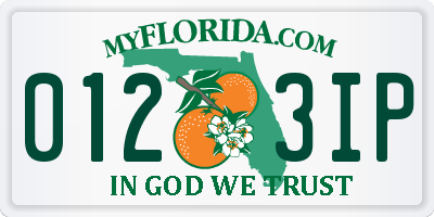 FL license plate 0123IP
