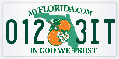 FL license plate 0123IT