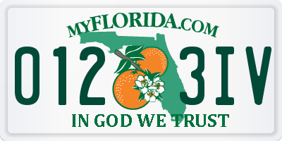 FL license plate 0123IV