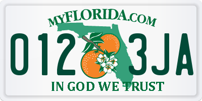 FL license plate 0123JA