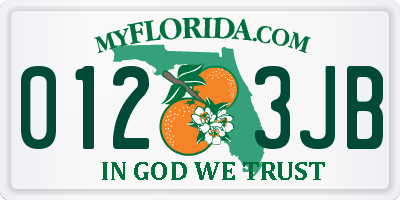 FL license plate 0123JB