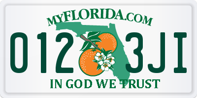 FL license plate 0123JI