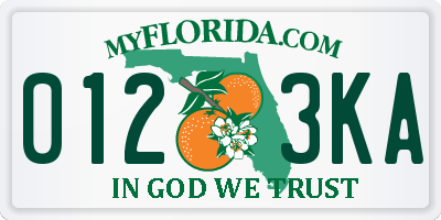 FL license plate 0123KA