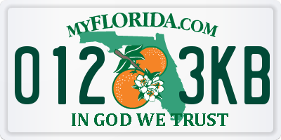 FL license plate 0123KB