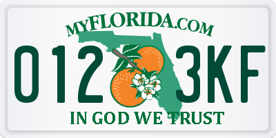 FL license plate 0123KF