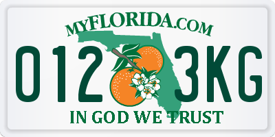 FL license plate 0123KG