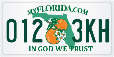 FL license plate 0123KH