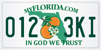 FL license plate 0123KI
