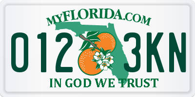 FL license plate 0123KN