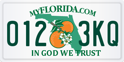 FL license plate 0123KQ