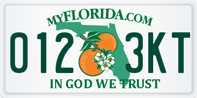 FL license plate 0123KT