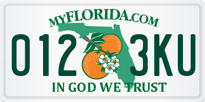 FL license plate 0123KU