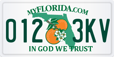 FL license plate 0123KV