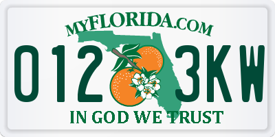 FL license plate 0123KW