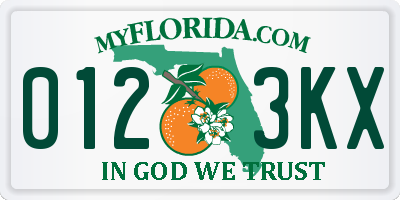 FL license plate 0123KX